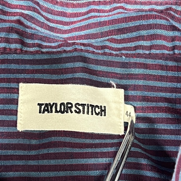Taylor Stitch Men's Striped Organic Cotton Button Down Short Sleeve Shirt (44) L - Picture 2 of 14
